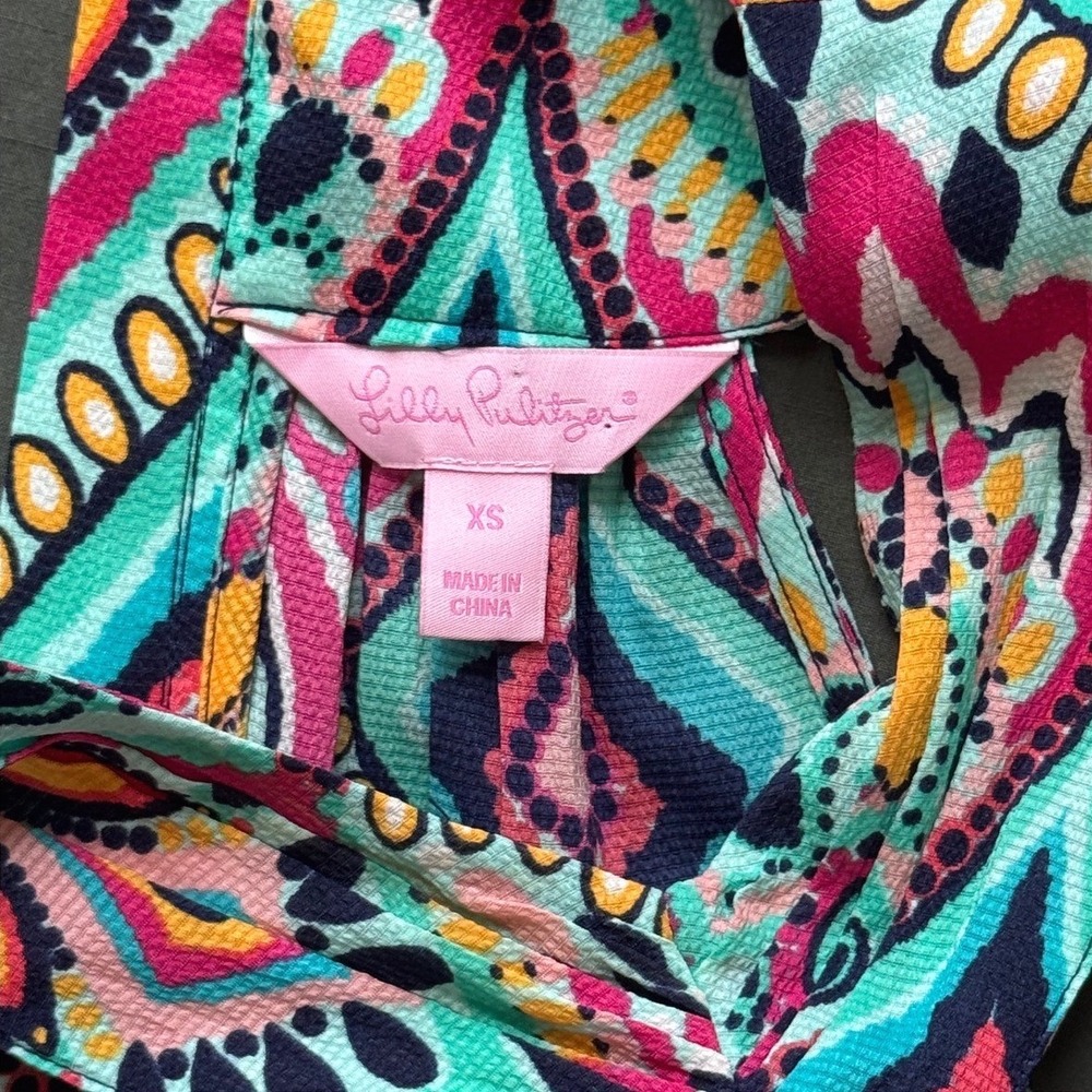 Lilly‎ Pulitzer Halter Top XS Multicolor Geometric Easter Paisley Spring Art - Picture 8 of 8